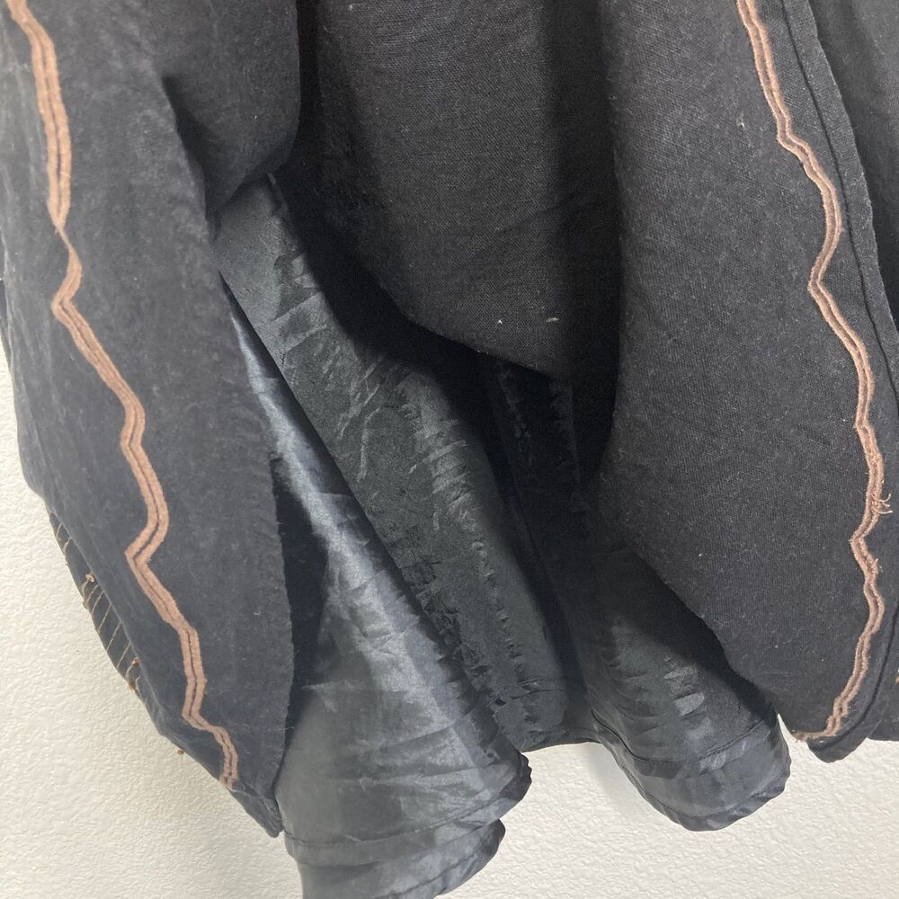Carole Little Skirt Womens 14 Black Linen Rayon Midi Sequin Embroidered Lined - Picture 11 of 14
